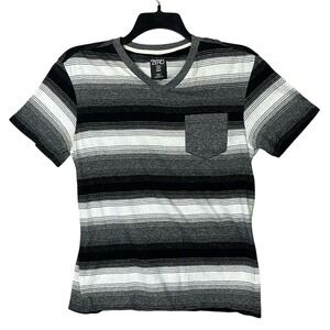 Point Zero Mens Short‎ Sleeve TShirt Size Small Black White Striped YK Skater